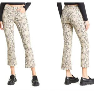 NWT FRAME DENIM Le Crop Mid-rise Boot Cut Python Jeans White\Black 27 MSRP $258